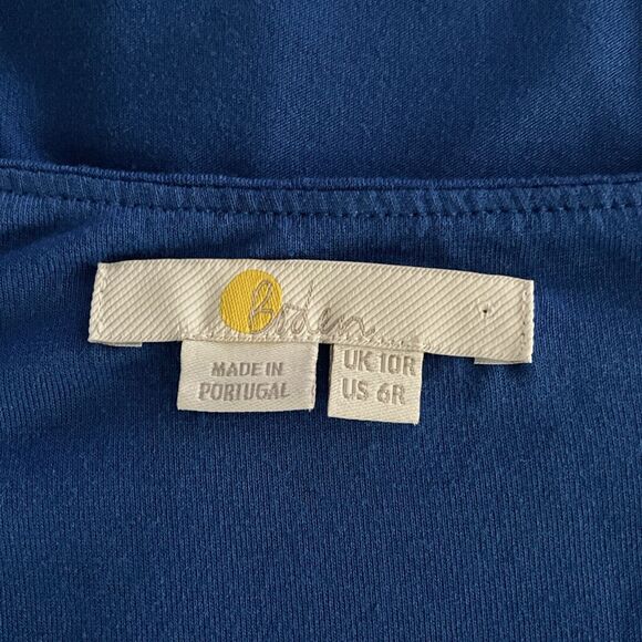 Boden Maxi Blue Eda Dress Striped Hem Cap Sleeve Stretch Belted 6 - Picture 3 of 13